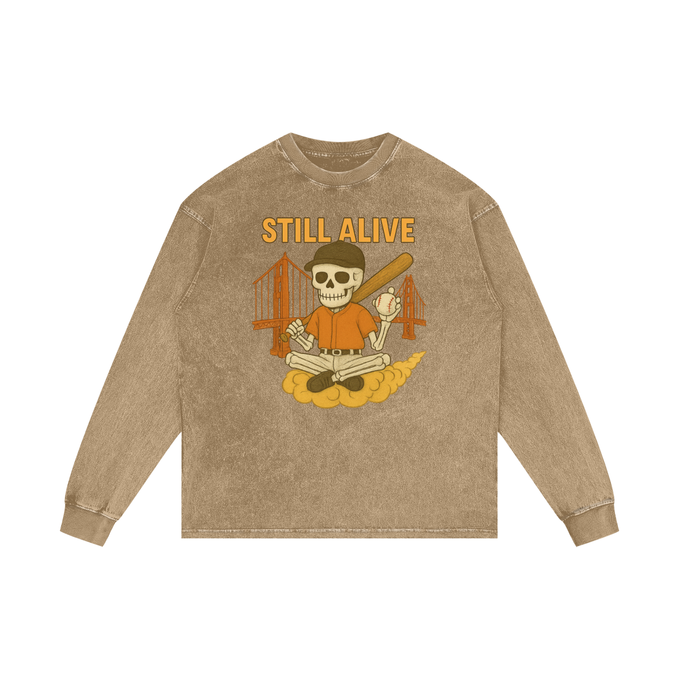 Still Alive SF Fog Acid Wash Oversize Long Sleeve T-Shirt