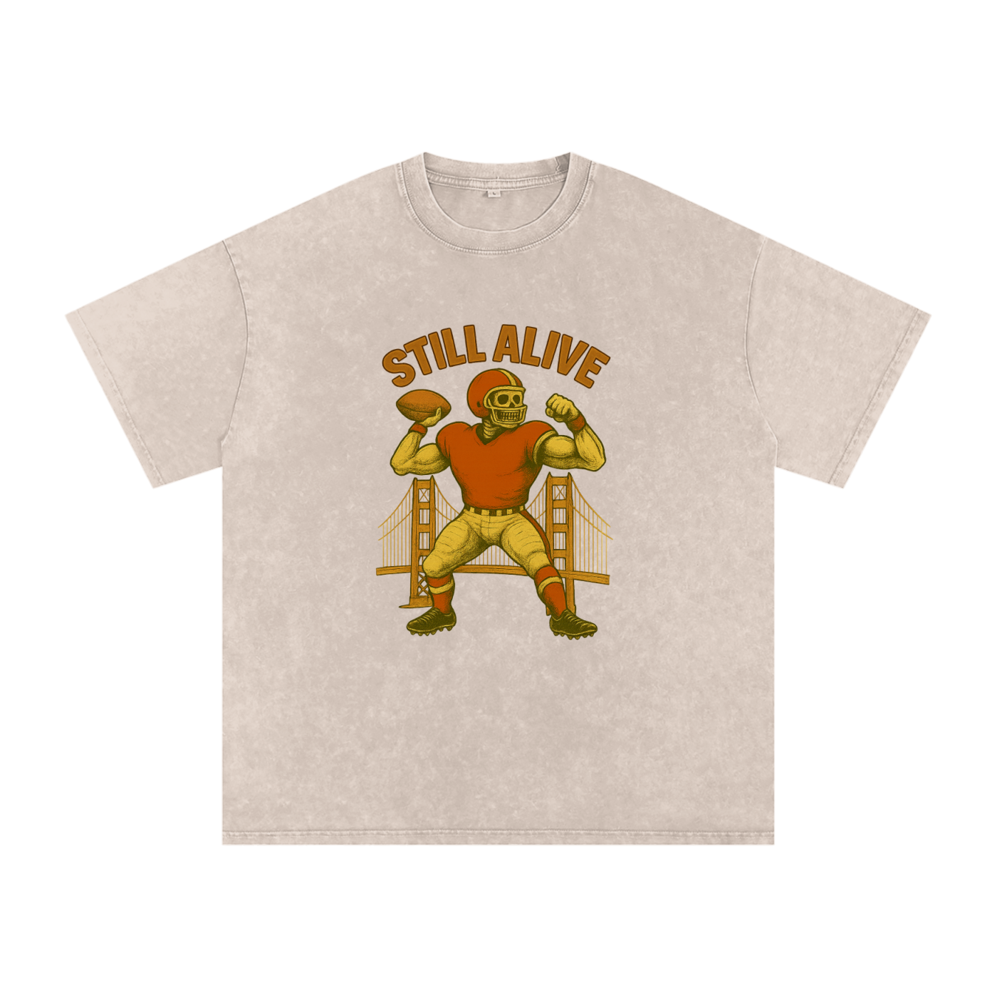 Still Alive SF Quarterback Acid Wash Oversize T-Shirt