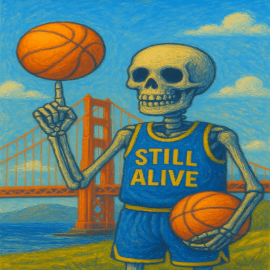 Still Alive Golden State Basketball Vintage Washed Dyed Gradient T-Shirt