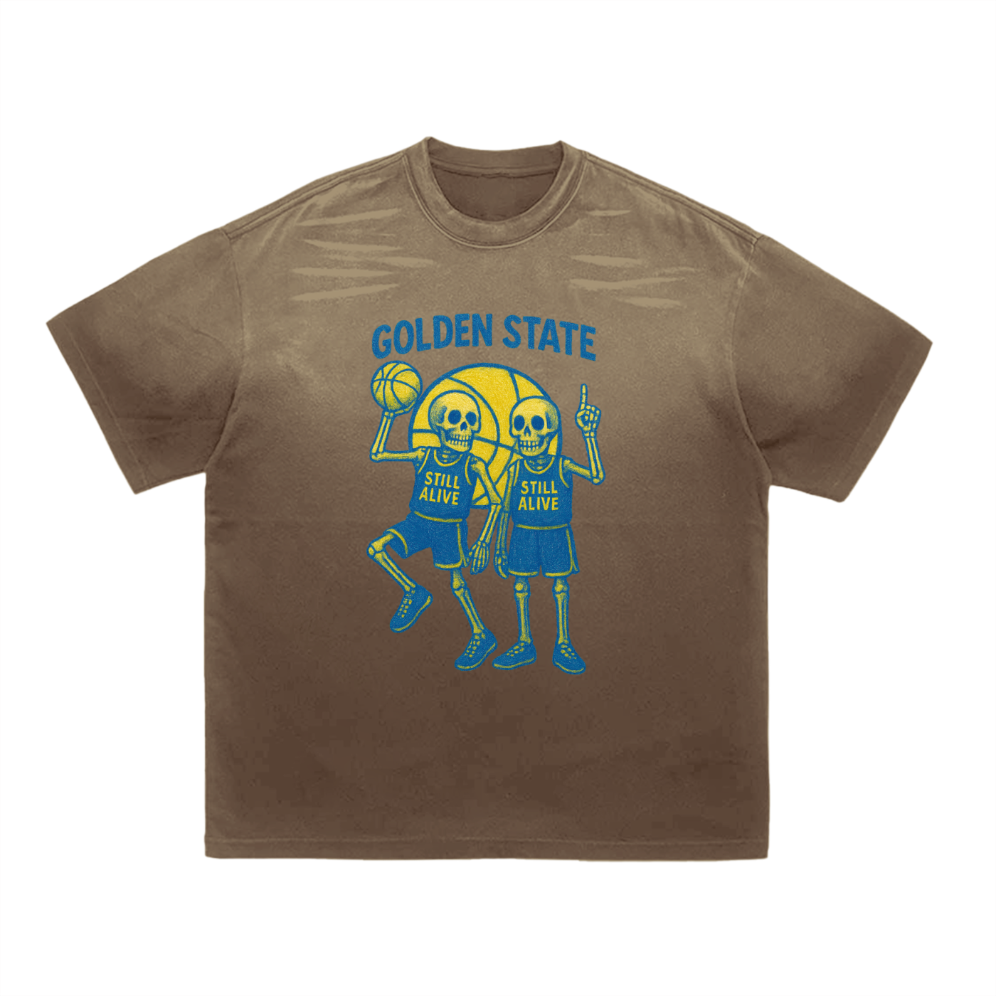 Still Alive Golden State Basketball Vintage Washed Dyed Gradient T-Shirt