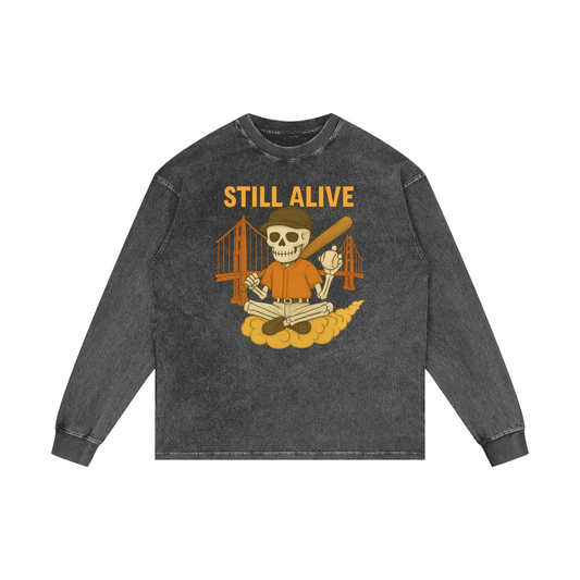 Still Alive SF Fog Acid Wash Oversize Long Sleeve T-Shirt
