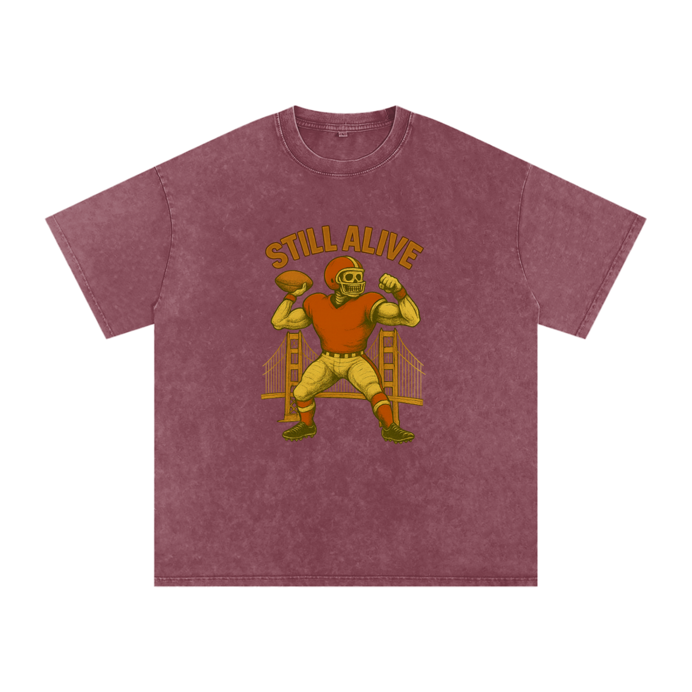 Still Alive SF Quarterback Acid Wash Oversize T-Shirt