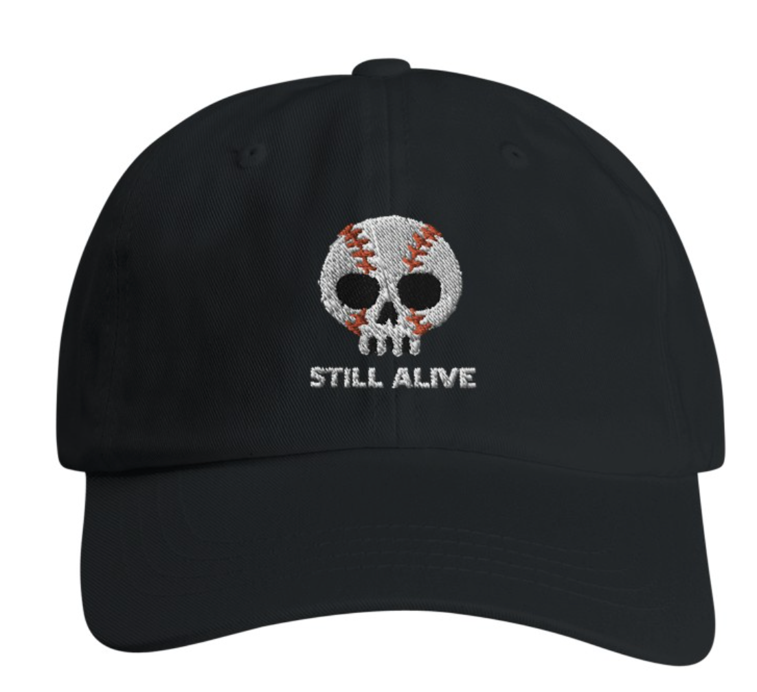 Still Alive Giant Orange Stitching Skull Baseball Cap