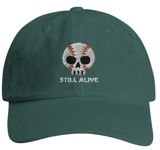 Still Alive Giant Orange Stitching Skull Baseball Cap