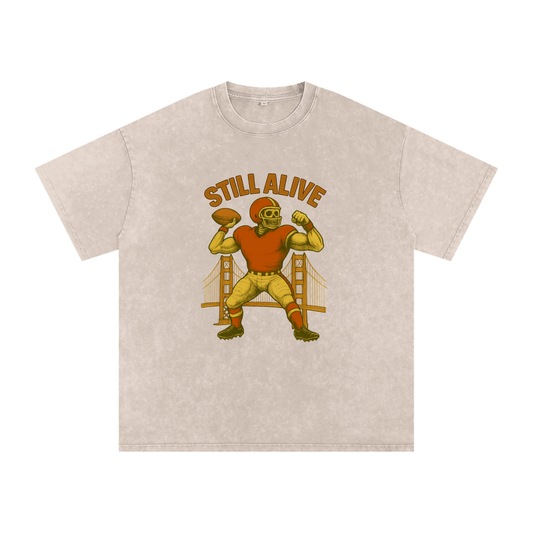 Still Alive SF Quarterback Acid Wash Oversize T-Shirt